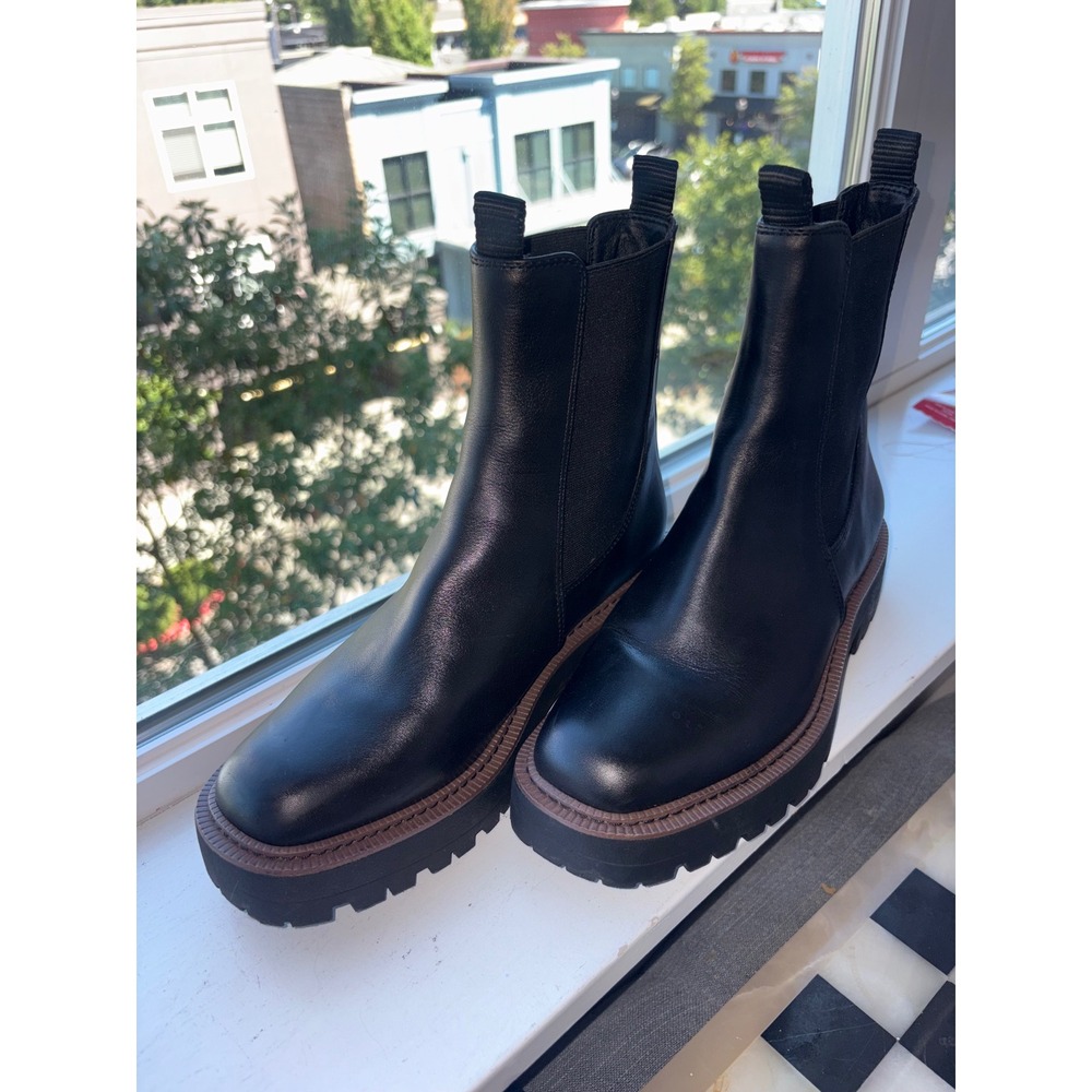 Sam Edelman Laguna Waterproof Leather Chelsea Boots Lug Sole Platform Ankle